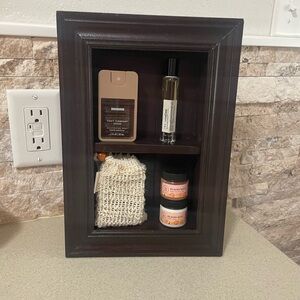 Dark Brown Wall-Mount Bathroom Shelf Organizer